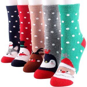 YZKKE 5Pack Womens Q-22 Vintage Winter Soft Warm Thick Cold Knit Wool Crew Socks